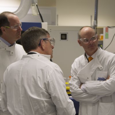 UQ’s Institute for Molecular Bioscience Director Brandon Wainwright, left, Minister for Science, Information Technology, Innovation and the Arts Ian Walker, Queensland Premier Campbell Newman and lead researcher Professor Sean Grimmond.